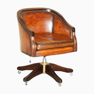 Silla vintage de cuero marrón