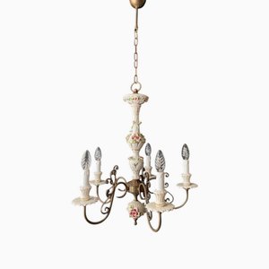 Vintage Ceramic Chandelier, Italy, 1950s