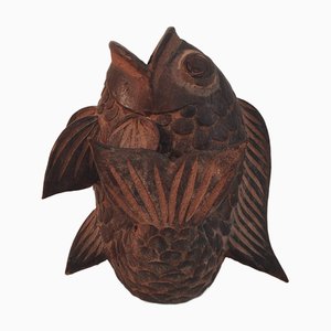 Vintage Asian Terracotta Koi Fish Sculpture or Vase, 1960s
