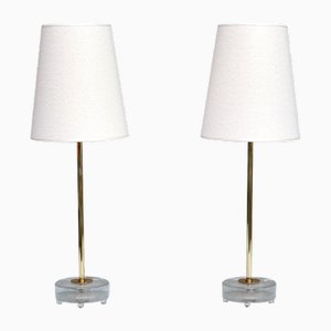 Schwedische Tischlampen aus Messing & Glas von Falkenbergs Belysning, 1960er, 2er Set