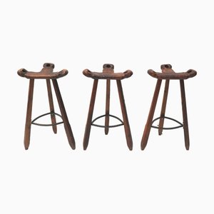 Vintage Spanish Brutalist Marbella Stools by Confonorm, 1970s, Set of 3