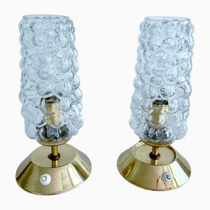 Lampes de Bureau Bubble Vintage en Verre & Laiton, Set de 2