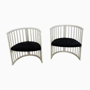 Set of Black & White Armchairs, 1970s