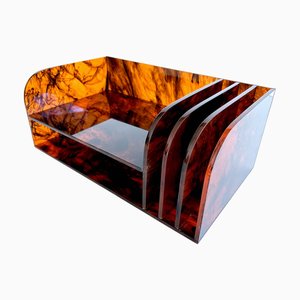 Organiseur Vintage en Verre Acrylique Fumé, France, 1970s