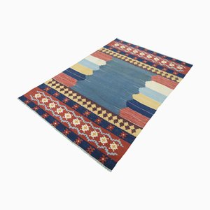 Hand-Woven Mazandaran Kilim Rug in Colorful Wool