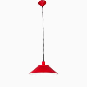 Italian Modern Conical Pendant in Red and White Metal, 1970s