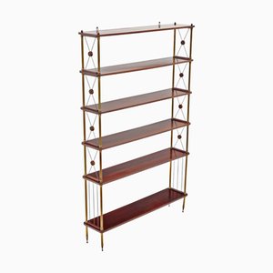 Large Vintage Mahogany & Brass Bookcase by Maison Jansen