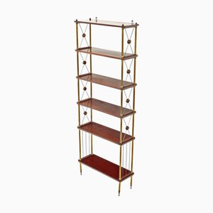 Libreria grande vintage in mogano e ottone di Maison Jansen