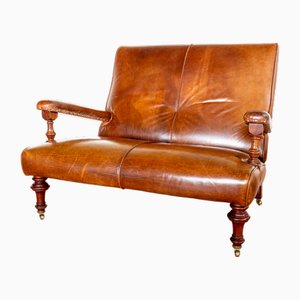 Divano da biblioteca in pelle, anni '90