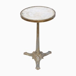 Mesa de bistró de mármol, latón y hierro fundido, siglo XIX, década de 1890