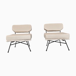 Poltrone in tessuto bianco latte di BBPR per Arflex, anni '50