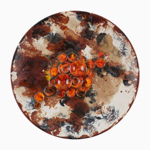 Mushrooms Fat Lava Wandteller von Ruscha Keramik, West Germany, 1970er