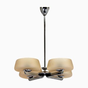 Art Deco Chrome Chandelier from ESC Zukov, Czechoslovakia, 1930s