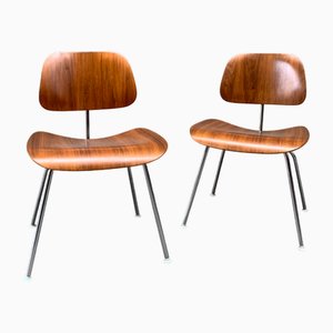 Set of DCM Dining Chairs in Metal and Walnut by Charles & Ray Eames for Herman Miller, 1950s