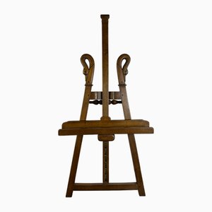 Staffelei aus Nussholz mit Schwanenhalsverzierung, 1970er