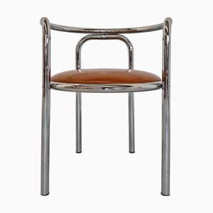 Chaises Space Age Vintage en Cuir par Gae Aulenti pour Poltronova, 1970s, Set de 4
