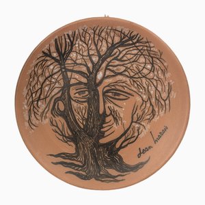 Assiette Surréaliste Style Avant-Garde Vintage en Terre Cuite par Jean Marais, 1970