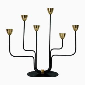Large Scandinavian Brass and Metal Candleholder by Gunnar Ander for Ystad Metall, Sweden, 1950s