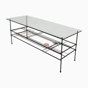 Vintage Italian Coffee Table with Triple Support in Lattice Metal by Giovanni Ferrabini, 1960s
