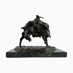 Ernesto Bazzaro, Goat, 1890s-1910s, Bronze on Marble Base