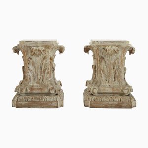 Acanthus Leaf Carved Capitals, 1900, Set of 2