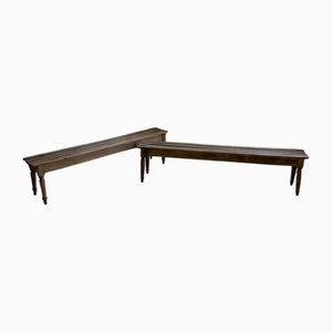 Vintage Benches with Oak and Beech Slats, 1950, Set of 2