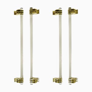 Large Art Deco Murano Glass and Brass Door Handles, 1930s, Set of 4