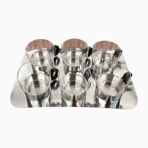 Moderne Deutsche Mid-Century Teegläser & Tablett von WMF, 1960er, 7er Set