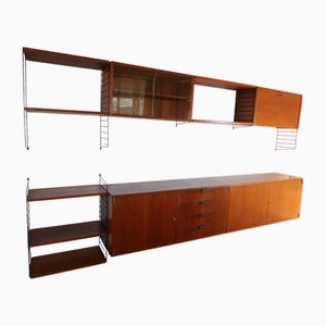 Modulares Teak String Regalsystem von Nisse, 1960er