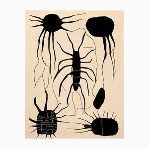 Modern Black and White Rectangular Insectu Rug by Tapis Studio for Hommés Studio