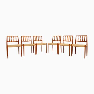Model 83 Dining Chairs in Teak by Niels Otto Møller for J.L. Møllers, 1950s, Set of 6