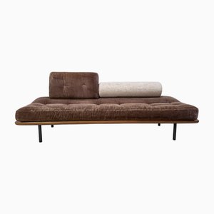 Dormeuse moderna in acciaio tubolare e legno, anni '60