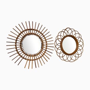 Vintage Spiegel aus Rattan, 1960er, 2er Set