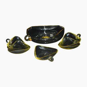 Art Deco Compote Set of Glass Dishes, 1930s, Set of 6