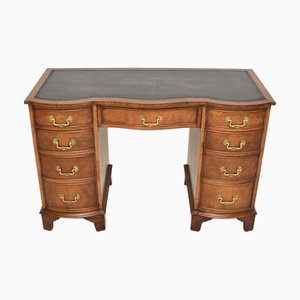 Burr Walnut and Leather Top Pedestal Desk, 1930s