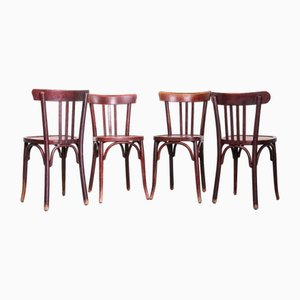 Vintage Tri-Latten Esszimmerstühle aus Bugholz, 1950er, 4er Set