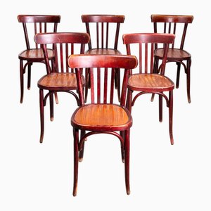 Vintage Tri-Slat Two Tone Bentwood Dining Chairs, 1950s, Set of 6