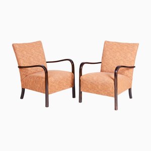 Set of Art Deco Armchairs in Beech, 1930s