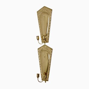 Mid-Century Modern Swedish Brass Sconces, Set of 2