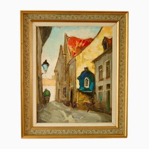 Knut Norrman, Street Scene, 1960s, Oil on Board, Framed