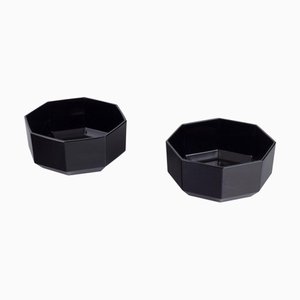 Octagonal Bowls in Black Glass from Arcoroc, France, 1970s-1980s, Set of 2
