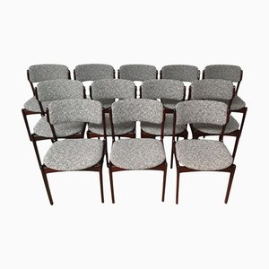 Fully Restored Rosewood Dining Chairs from Erik Buch, Set of 12