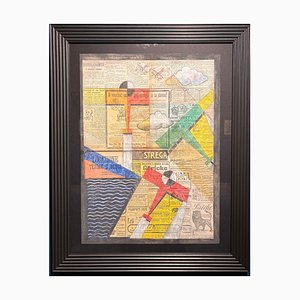 Michele Falanga, Aeropittura, técnica mixta sobre papel de periódico, 1930