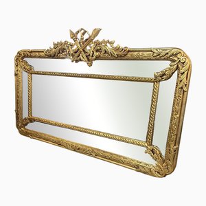 Large Gilt Wood Mirror with Ornate Decor