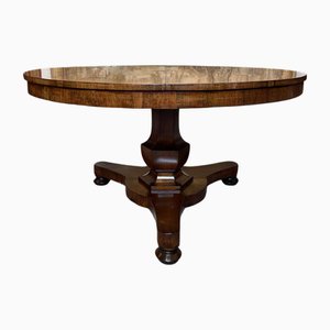 Round Dining Table in Walnut with Brass Detailing, 19th Century