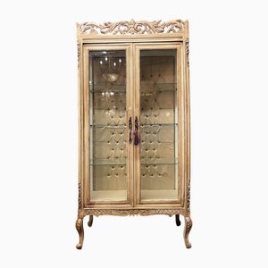Vitrine Peinte avec Étagères en Verre Vintage