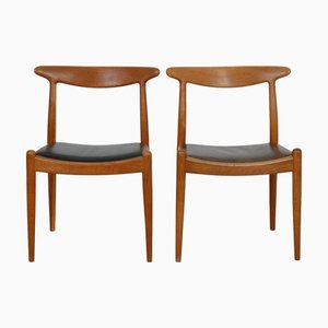 W1 Chairs in Oak from Hans Wegner, 1960s, Set of 2