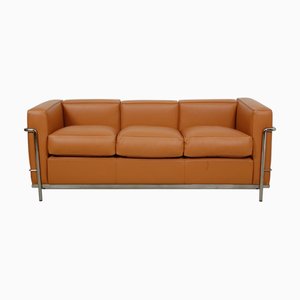 3 Seater LC2 Sofa in Cognac Leather from Le Corbusier