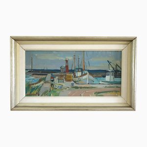 Luz del puerto, pintura al óleo, enmarcado