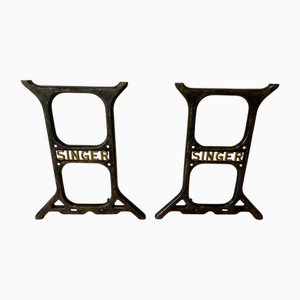 Victorian Cast Iron Hand Decorated Table Legs, Set of 2